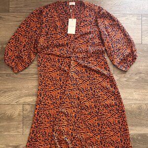 Elegant Vila Leopard Print Satin Dress - Size 8 (EU 40)